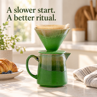 Green Reactive Glaze Ceramic Pour Over Coffee Set – 450ml - miniatura 2
