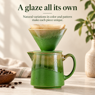 Green Reactive Glaze Ceramic Pour Over Coffee Set – 450ml - miniatura 7