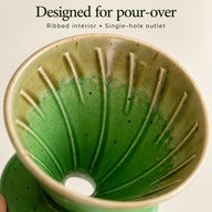 Green Reactive Glaze Ceramic Pour Over Coffee Set – 450ml - miniatura 4