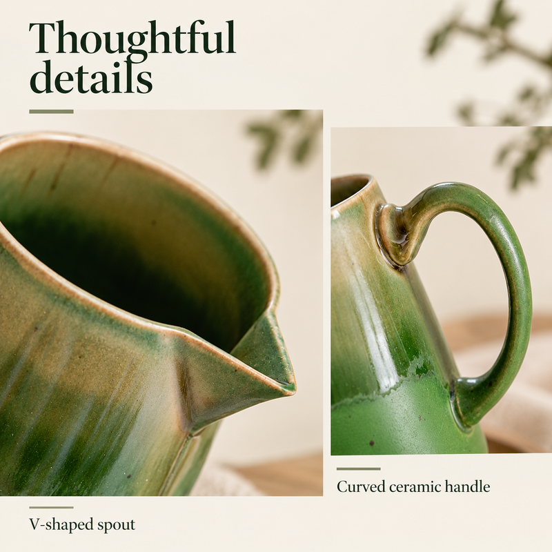 Green Reactive Glaze Ceramic Pour Over Coffee Set – 450ml - immagine del prodotto