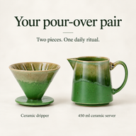 Green Reactive Glaze Ceramic Pour Over Coffee Set – 450ml - miniatura 8