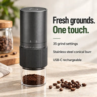 Yozcoffee electric grinder with 35 grind settings, stainless steel conical burr and USB-C charging