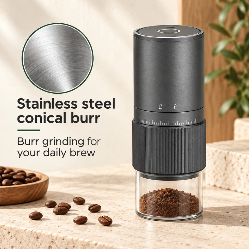 Yozcoffee electric coffee grinder with stainless steel conical burr