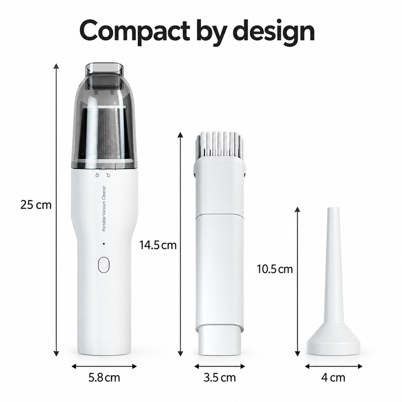 Handheld Coffee Cleaning Vacuum – 50W, 130ml Dust Cup, White - immagine del prodotto
