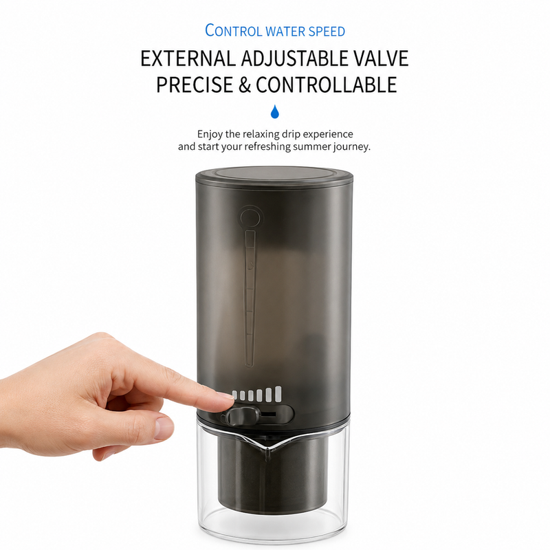 Yozcoffee ice drip jug with adjustable valve for controlling water speed