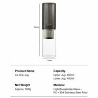 Adjustable Flow Ice Drip Cold Brew Coffee Maker: dimensions specifications infographic