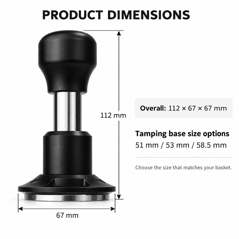 Espresso Tamper 51/53/58.5mm – Spring-Loaded Impact, Self-Leveling Flange - Produktbild