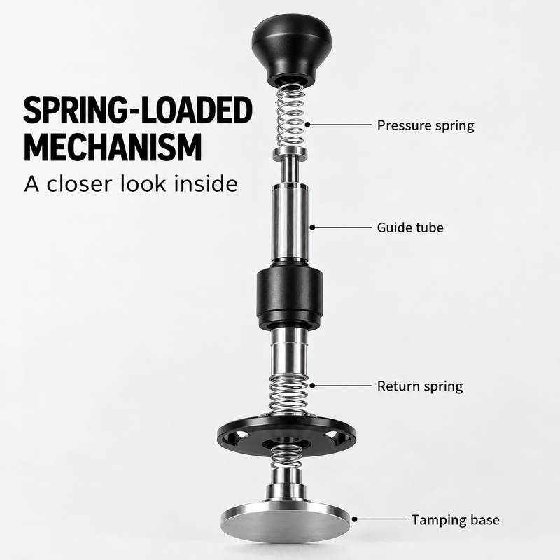 Espresso Tamper 51/53/58.5mm – Spring-Loaded Impact, Self-Leveling Flange - Produktbild
