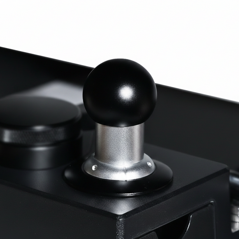 Alternate view of Yozcoffee 58mm aluminum alloy impact espresso tamper close-up on white background