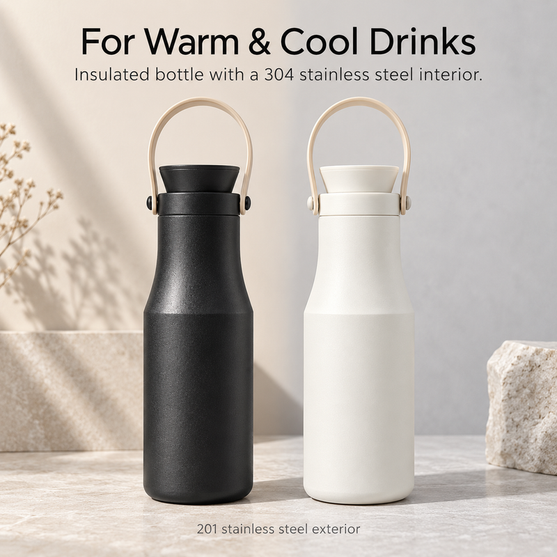 Insulated bottles with 304 stainless steel interior and 201 stainless steel exterior