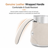 Close-up of the Yozcoffee leather-wrapped handle for a comfortable pour-over grip