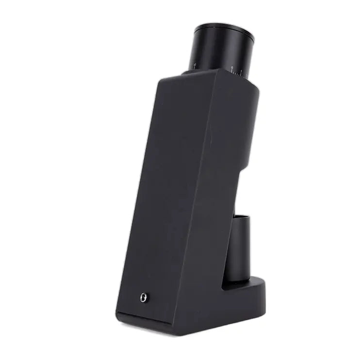 Rear view of the black Yozcoffee M20L electric burr coffee grinder