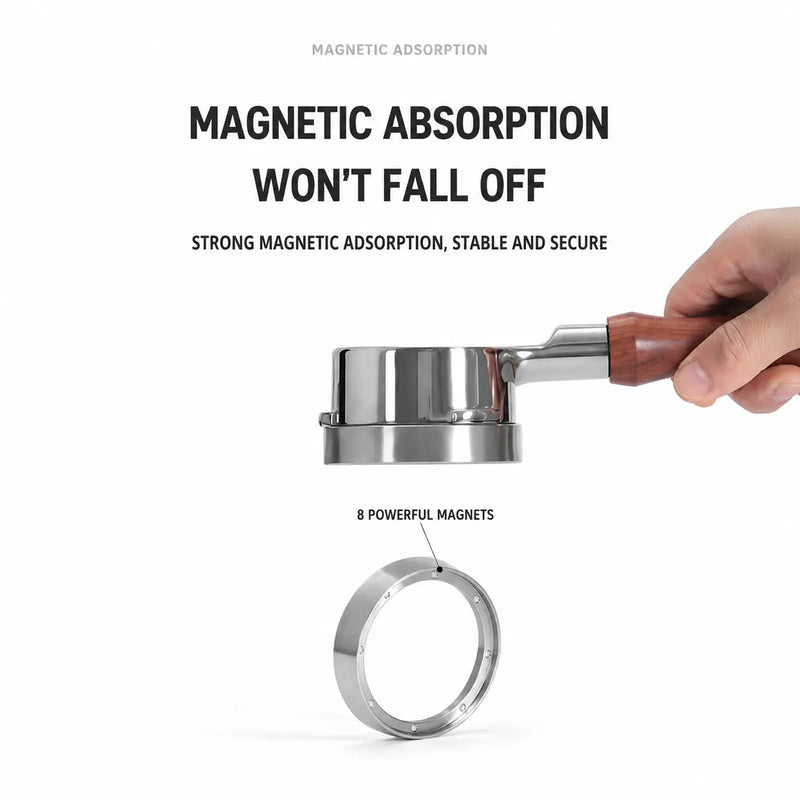 Espresso Dosing Funnel 51/53/58mm Magnetic Stainless Steel: portafilter fit