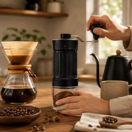Manual Coffee Grinder 40 Settings Ceramic Burr Glass: ceramic glass alternate angle full