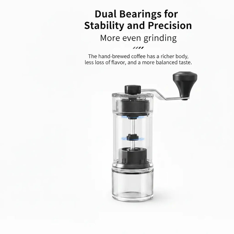 Manual Coffee Grinder 40 Settings Ceramic Burr Glass: ceramic glass dual bearing precisi