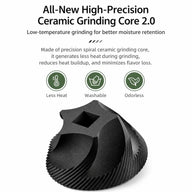 Manual Coffee Grinder 40 Settings Ceramic Burr Glass: ceramic glass ceramic grinding cor