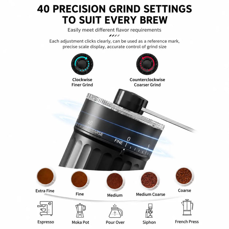 Manual Coffee Grinder 40 Settings Ceramic Burr Glass: ceramic glass grind