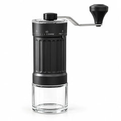 Moulin à café manuel avec meule en céramique – 40 réglages, récipient en verre, pour café filtre et cafetière à piston