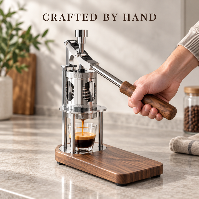 Manual Lever Espresso Maker – 51/58mm, Walnut Base - Produktbild