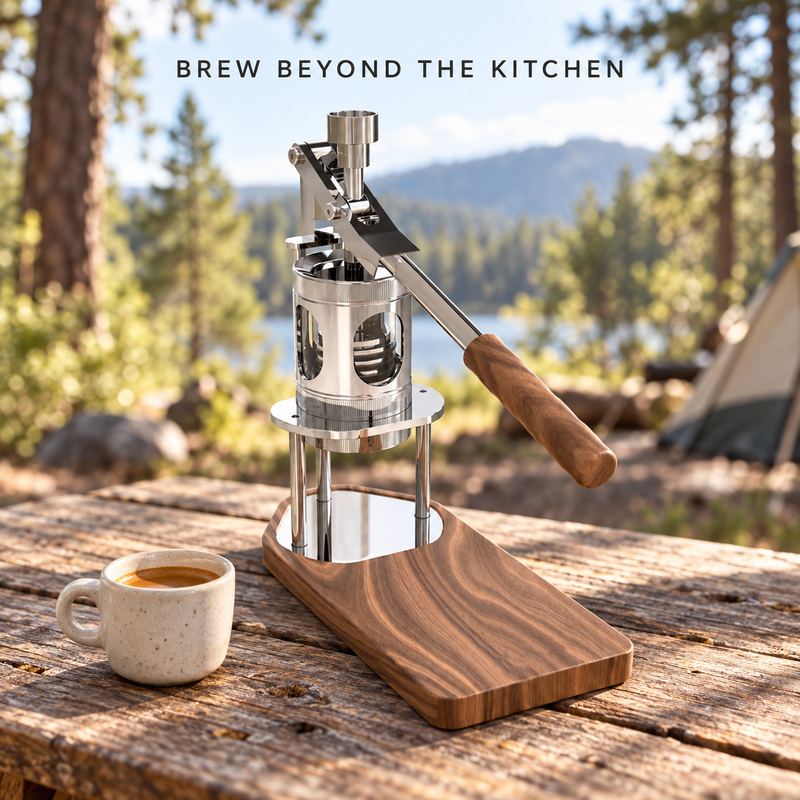 Manual Lever Espresso Maker – 51/58mm, Walnut Base - Produktbild