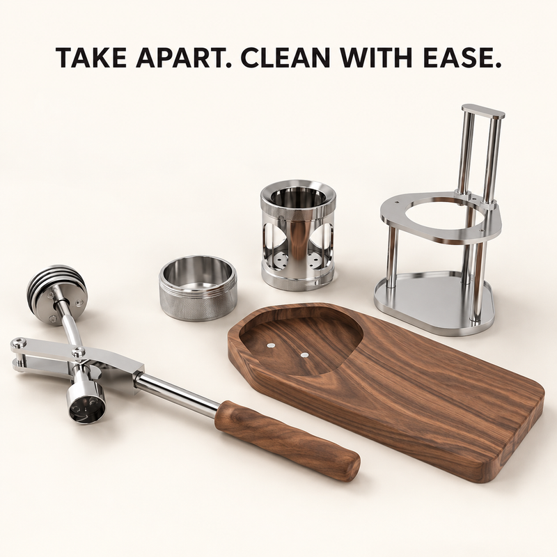 Manual Lever Espresso Maker – 51/58mm, Walnut Base - Produktbild