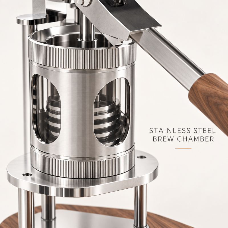 Manual Lever Espresso Maker – 51/58mm, Walnut Base - Produktbild