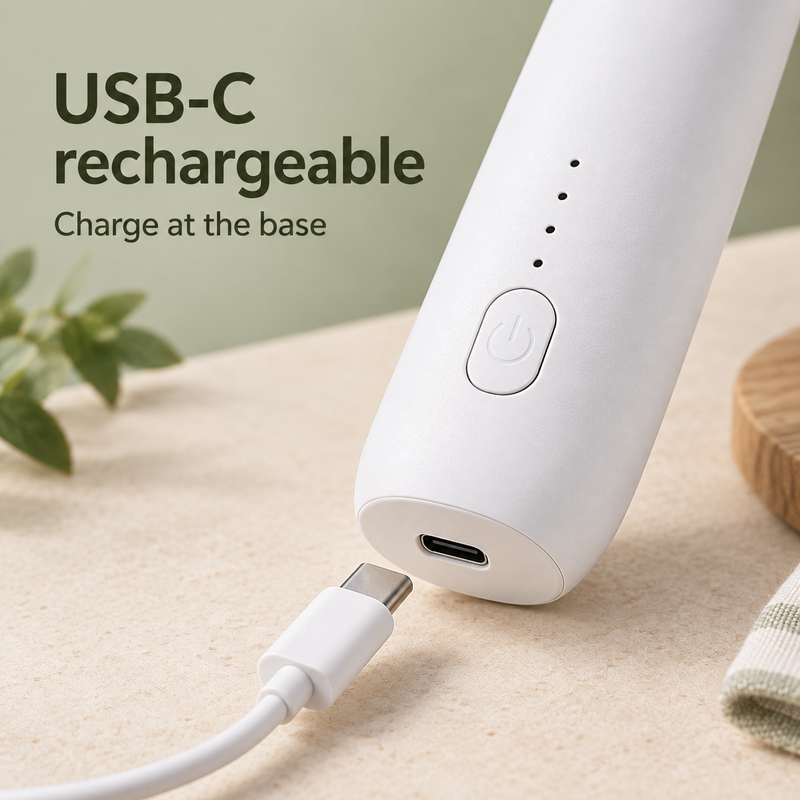 Handheld Milk Frother – USB-C, 3 Speeds, Double-Ring Head - productafbeelding