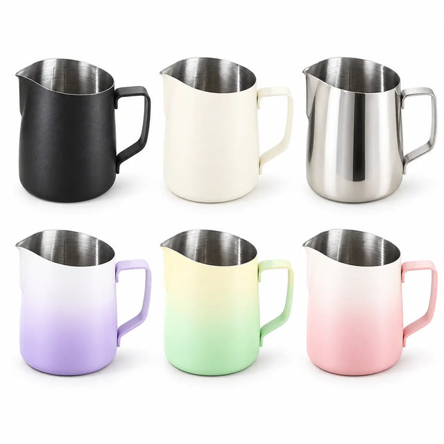 눈금 표시 밀크 피처 – 450ml, 스테인리스 스틸, 뾰족한 라떼아트 스파웃