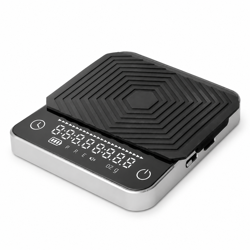 Yozcoffee mini digital coffee scale with silicone pad and illuminated dual display