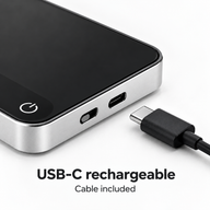 Side detail of USB-C charging port on coffee scale