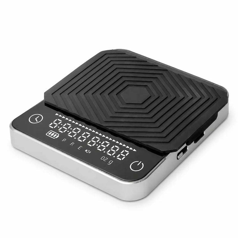 Coffee Scale with Timer 2kg 0.1g Aluminum Alloy USB-C Black: alloy digital silicone pad display
