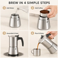 Cafetera italiana de acero inoxidable – 200/300 ml, apta para inducción - miniatura 7