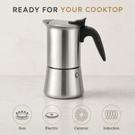 Cafetera italiana de acero inoxidable – 200/300 ml, apta para inducción - miniatura 8