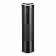 Yozcoffee NB2024 black portable electric coffee grinder with ribbed metal body on a white background