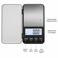 Pocket Coffee Scale 500g 0.01g Backlit LCD Compact Black: yozcoffee pocket coffee scale backlit lcd counting functio 03