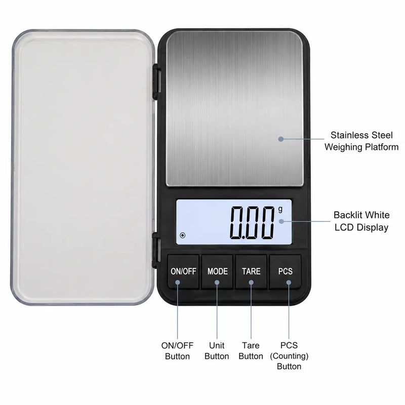 Pocket Coffee Scale 500g 0.01g Backlit LCD Compact Black: yozcoffee pocket coffee scale backlit lcd counting functio 03