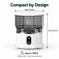 Portable automatic drip coffee maker dimensions 100 mm wide by 101.5 mm high