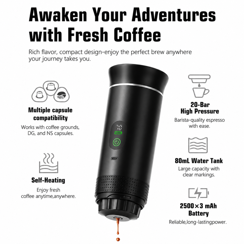 Portable Capsule Coffee Machine NS Compatible - in use 6