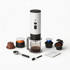 Portable Espresso Maker – Capsules & Ground Coffee, USB-C
