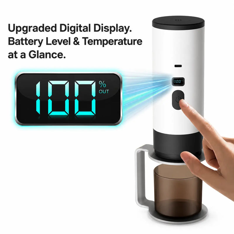 Portable Espresso Maker Brew Capsules or Ground Coffee: digital display