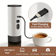 Portable Espresso Maker Brew Capsules or Ground Coffee: type c charging