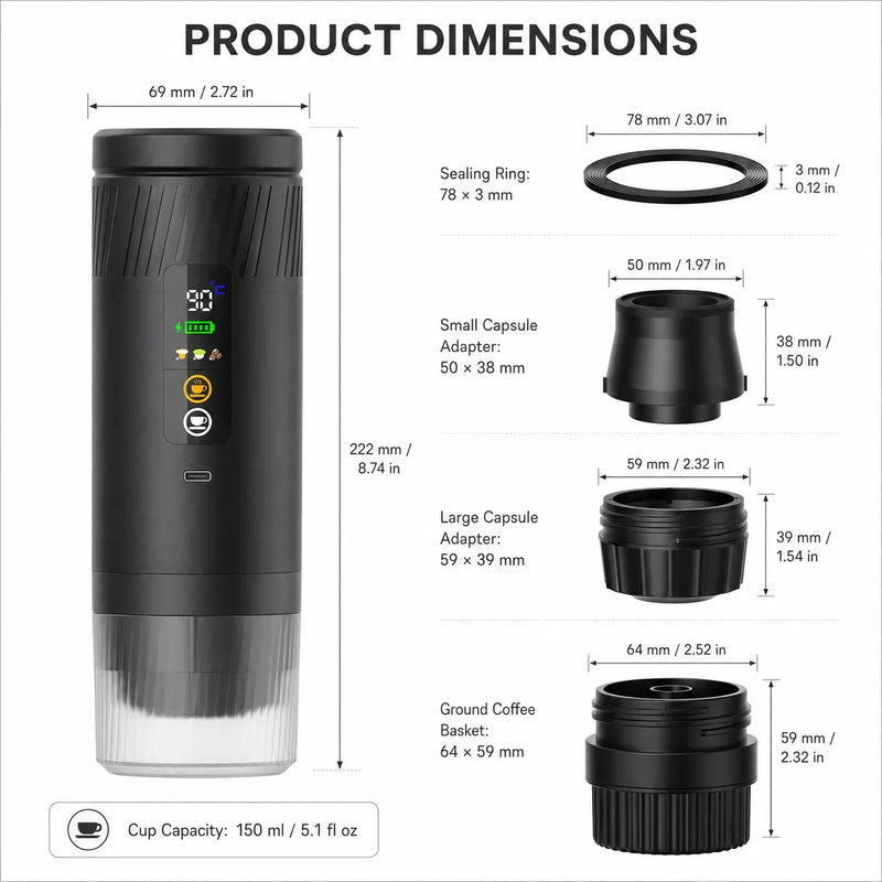 Cafetera portátil 3 en 1 – café caliente o frío, cápsulas y café molido - imagen del producto