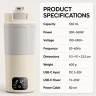 携帯電気ケトル 550 ml｜304ステンレス製のサムネイル 8