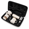 Yozcoffee white portable pour-over coffee set packed in a molded black travel carry case