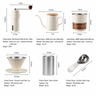 Yozcoffee portable pour-over coffee set specifications for grinder kettle stainless steel cup filter cup canister and scoop