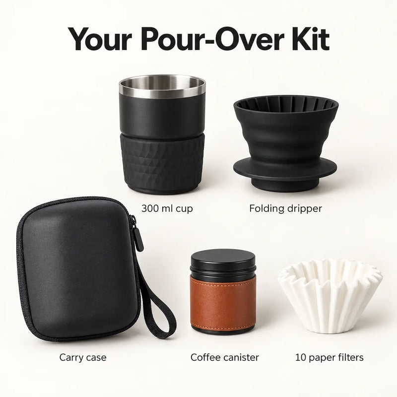 Portable Pour-Over Coffee Set – 300ml Cup & Folding Dripperの商品画像