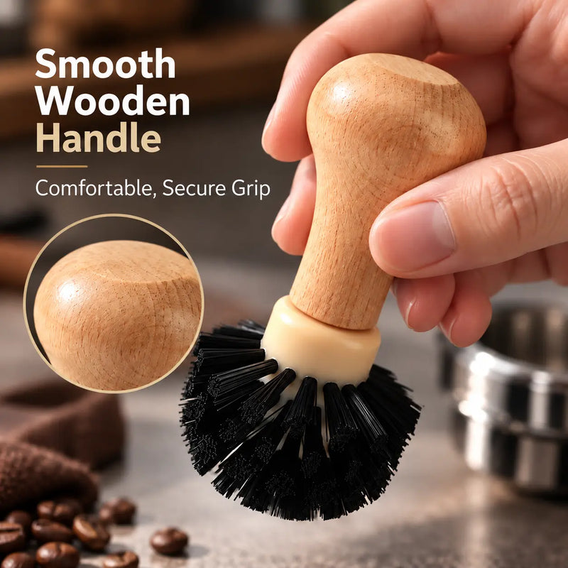 Portafilter Cleaning Brush – Wooden Handle, 51mm & 58mm - imagen del producto