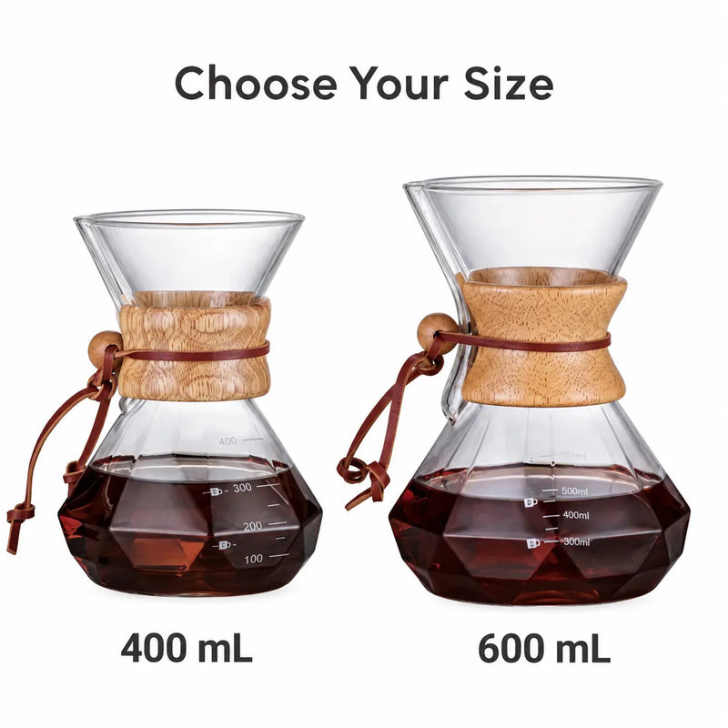 Cafetera de filtro de vidrio – 400/600 ml, filtro de acero reutilizable - imagen del producto
