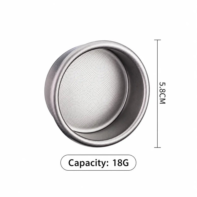 Espresso Filter Basket 58mm 18g Pure Titanium 0.2mm: size capacity