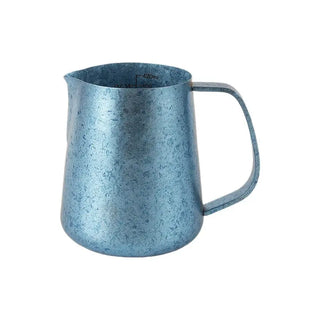 Latte Art Milk Pitcher 420ml Pure Titanium Pointed Spout: yozcoffee pure titanium latte art milk pitcher 420ml point 01 blue